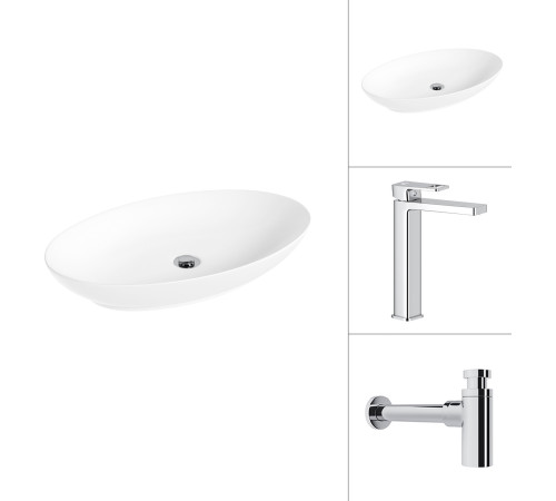 Умывальник Lauter 21571 + Cascade 21СК0655C с сифоном 21635CH хром