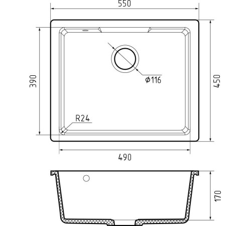 Кухонная мойка GranFest GF-Urban-4555 темно-серый