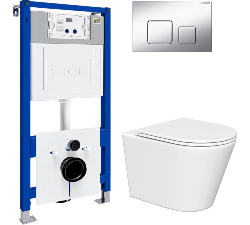 Унитаз подвесной Lauter Longer 2110822 с кнопкой 219703F квадратная, сатин