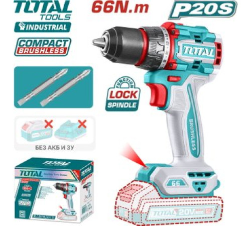 Дрель-шуруповерт Total TDLI206681 без АКБ