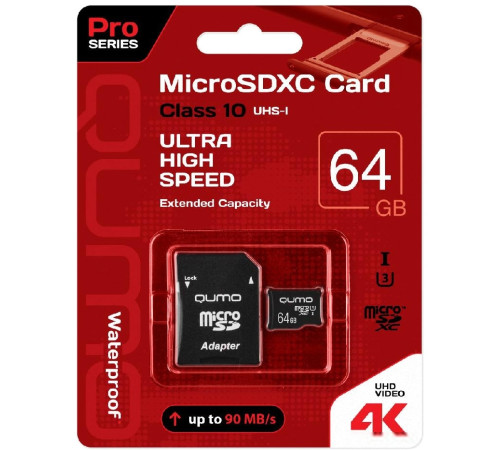 Карта памяти QUMO microSDXC QM64GMICSDXC10U3 64GB