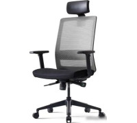 Офисное кресло Bestuhl S30 Black Pl с подголовником и подлокотником черная сетка/серая ткань