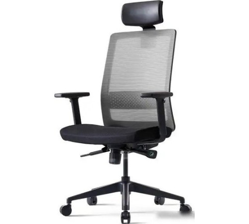 Офисное кресло Bestuhl S30 Black Pl с подголовником и подлокотником черная сетка/серая ткань