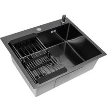 Кухонная мойка Basic CL DS Decor 60x50 черный, коландер, дозатор