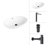 Умывальник Lauter 21709 + Reef 21CK8678BS + сифон 21635B + дон.клапан 21190B черный матовый