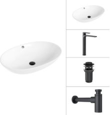 Умывальник Lauter 21709 + Reef 21CK8678BS + сифон 21635B + дон.клапан 21190B черный матовый
