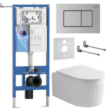 Унитаз подвесной Roxen Royal Matt в комплекте с инсталляцией StounFix Dual Fresh 6 в 1 968301 кнопка: сатин