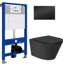 Унитаз подвесной Lauter Longer 2110822B + 21901001 кнопка 219704HD, черный