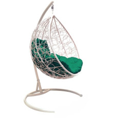 Подвесное кресло M-Group Капля 11020104 белый ротанг/зеленая подушка