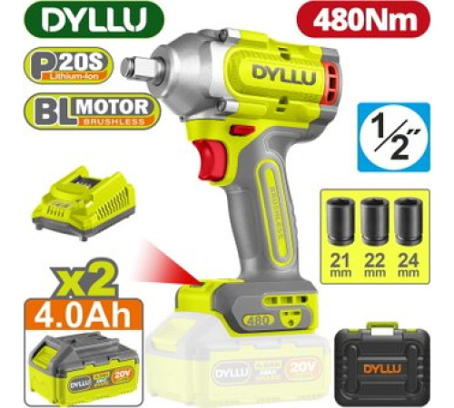 Гайковерт Dyllu DTCD1B483 с 2-мя АКБ, кейс