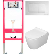 Унитаз подвесной Керамин Трент R МЛ Slim Премиум c кнопкой K5236-К-EEA1