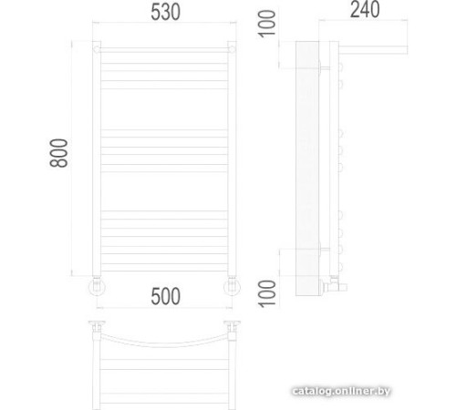 Полотенцесушитель TERMINUS Енисей П10 500x800 с полкой нп хром