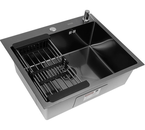 Кухонная мойка ARFEKA ECO AR мойка 600*500, коландер, дозатор BLACK DECOR MILLET GRAINS