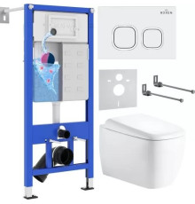Унитаз подвесной Roxen Martin в комплекте с инсталляцией StounFix Dual Fresh 6 в 1 968514 кнопка: белый