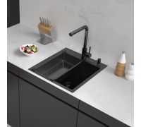 Кухонная мойка ARFEKA Eco AR мойка 450*500, коландер G, дозатор Black Decor