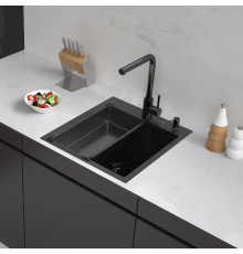 Кухонная мойка ARFEKA Eco AR мойка 450*500, коландер G, дозатор Black Decor