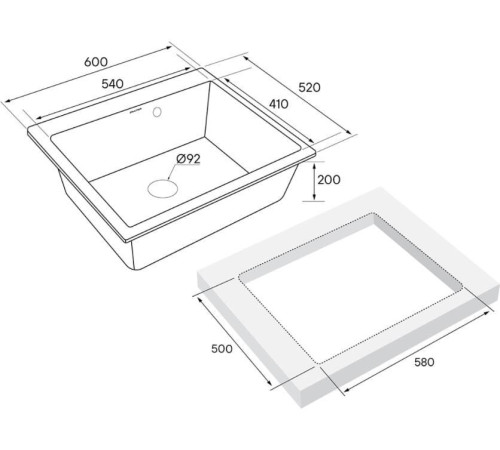 Кухонная мойка Paulmark Kante 60 PM106052-BL