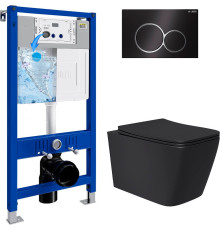 Унитаз подвесной Lauter Magdeburg 21103EC + 21901002 кнопка круглая, черный