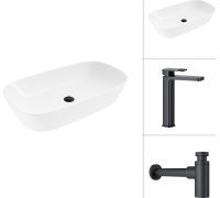 Умывальник Lauter 21393-70 + Cascade 21СК0655BS + сифон 21635B черный матовый