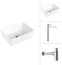 Умывальник Lauter 21674B + Reef 21CK8678C с сифоном 21635CH хром
