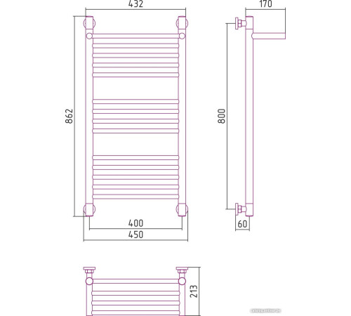 Полотенцесушитель Сунержа Богема с полкой+ 800x400 00-0223-8040