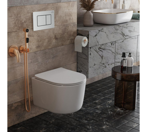 Унитаз подвесной Roxen Simple compact в комплекте с инсталляцией StounFix Dual Fresh 6 в 1 968486 кнопка: сатин