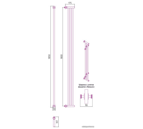 Полотенцесушитель Сунержа Хорда ПП 1800х195 30-4124-1800