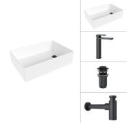 Умывальник Lauter 21518-1 + Cascade 21СК0655BS + сифон 21635B + дон.клапан 21190B черный матовый