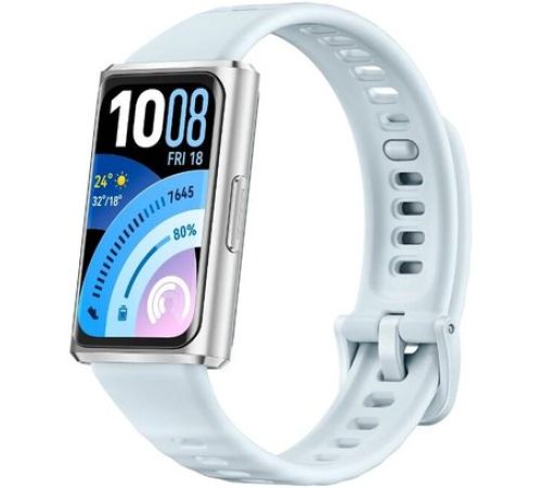 Фитнес-браслет Huawei Band 11 Pro серебристый, с голубым силиконовым ремешком, международная версия