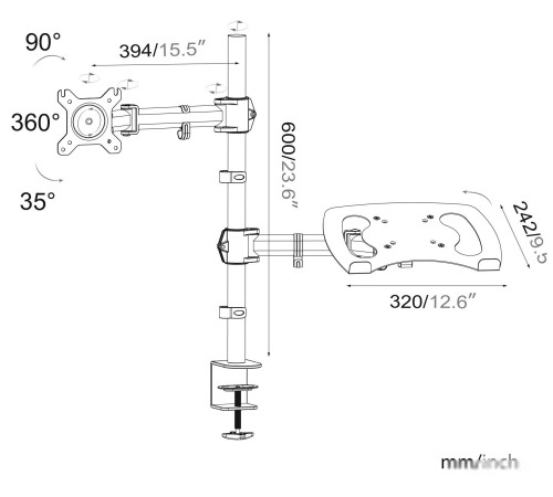 Кронштейн для монитора CACTUS CS-VM-LH07-AL