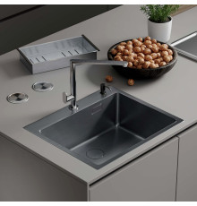 Кухонная мойка Roxen Simple 560220-55B PVD графит с коландером и дозатором