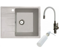 Кухонная мойка БелЭворс Mila R + смеситель W74004-3 + дозатор L405H белый