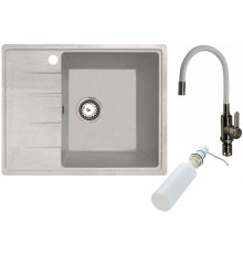 Кухонная мойка БелЭворс Mila R + смеситель W74004-3 + дозатор L405H белый