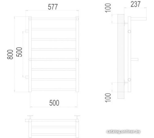 Полотенцесушитель TERMINUS Аврора П8 500x800 бп хром