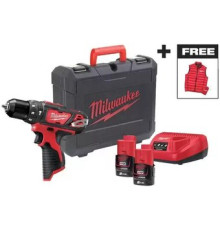 Ударная дрель-шуруповерт Milwaukee M12 BPDMC-202C 4933499465 с 2-мя АКБ, кейс