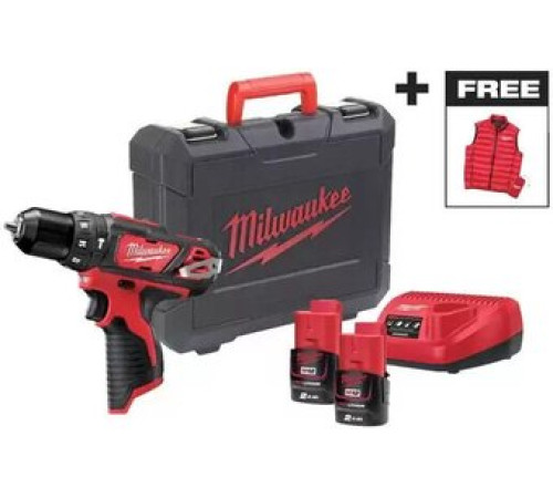Ударная дрель-шуруповерт Milwaukee M12 BPDMC-202C 4933499465 с 2-мя АКБ, кейс