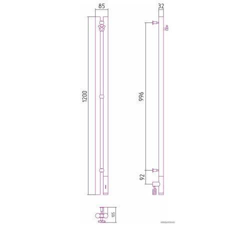 Полотенцесушитель Сунержа Нюанс 3.0 1200 правый 31-5843-1253