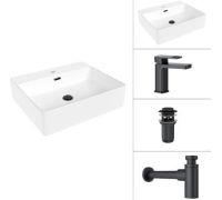Умывальник Lauter 21478 + Cascade 21СК655BS + сифон 21635B + донный клапан 21190B черный матовый