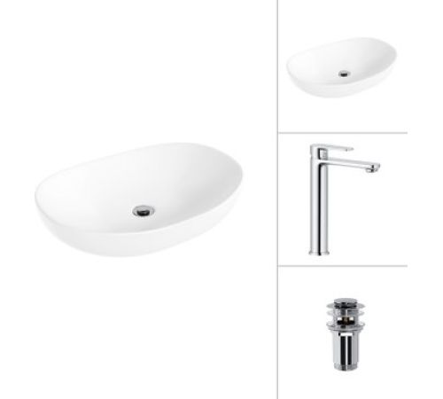 Умывальник Lauter 21502 + Moon 21СK81691C с донным клапаном 21190CH хром