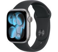 Умные часы Apple Watch Series 11 42 мм алюминиевый корпус, космический серый/черный, спортивный силиконовый ремешок S/M