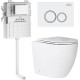 Унитаз приставной Roxen Antares в комплекте с инсталляцией Attach 5 в 1 966869 кнопка: белый глянец с хромированной окантовкой клавиш