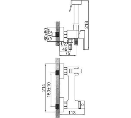 Смеситель с лейкой для биде Ledeme L5398B-8
