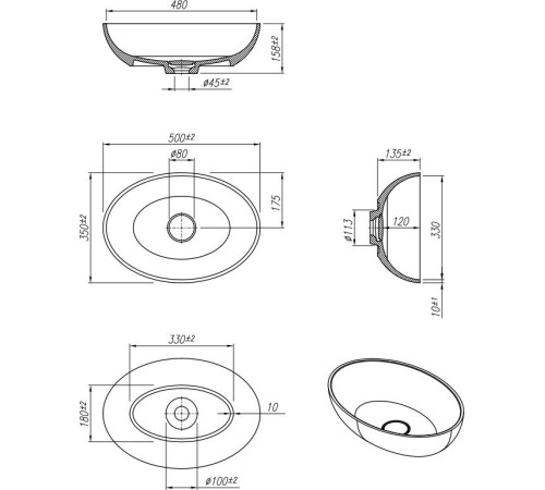 Умывальник Roxen Nimfa gray 300160-DG