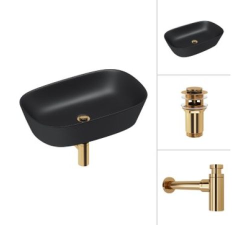 Умывальник Lauter 21393-60-A + клапан 21190G + сифон 21635G золото