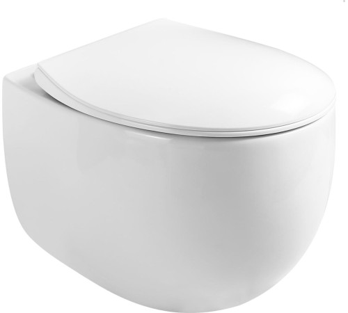 Унитаз подвесной Roxen EGG в комплекте с инсталляцией StounFix Dual Fresh 6 в 1 868635 кнопка: брашированное золото матовая