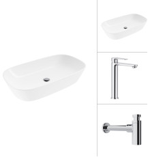 Умывальник Lauter 21393-70 + Moon 21СK81691C с сифоном 21635CH хром