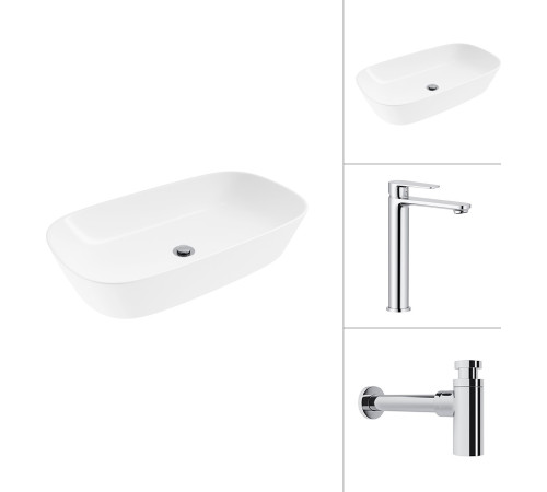 Умывальник Lauter 21393-70 + Moon 21СK81691C с сифоном 21635CH хром