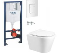 Унитаз подвесной Grado GD-W201T + GROHE Rapid Sl 38772SH0 с кнопкой смыва