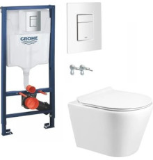 Унитаз подвесной Grado GD-W201T + GROHE Rapid Sl 38772SH0 с кнопкой смыва