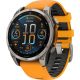 Умные часы Garmin Fenix 8 Sapphire, Titanium 47мм светло-серый, оранжевый силиконовый ремешок